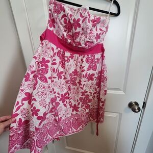 Ruby Rox Pink and White Strapless Sundress for Weddings